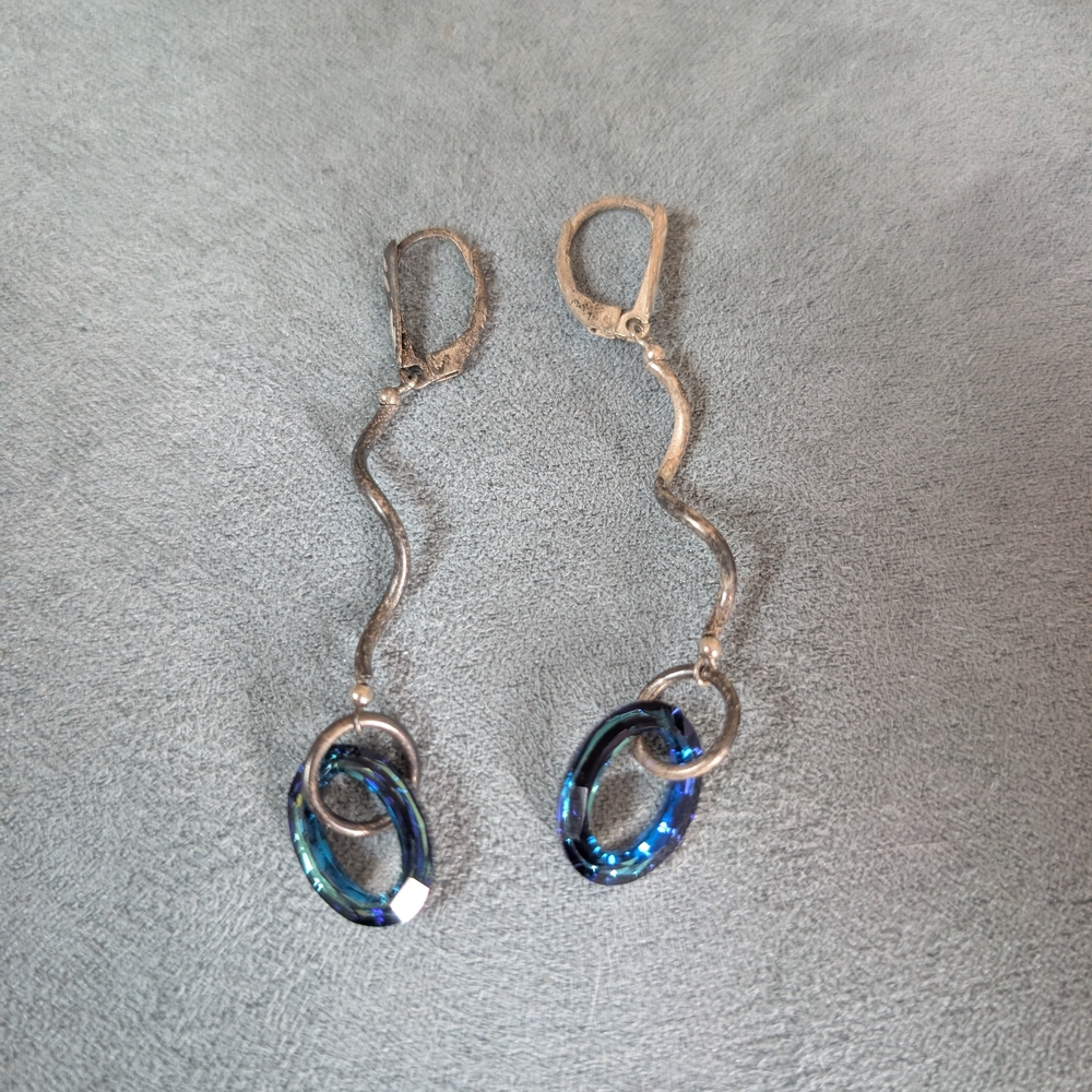 Elegant Silver and Blue Dangle Earrings